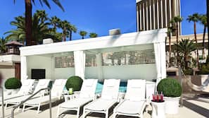 Outdoor pool, open 9:00 AM to 6:00 PM, sun loungers