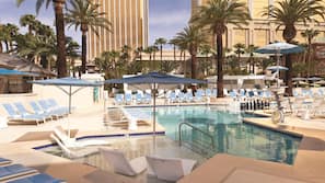 Outdoor pool, open 9:00 AM to 6:00 PM, sun loungers