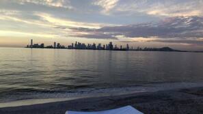 On the beach, white sand