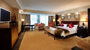 Free minibar items, in-room safe, desk, blackout drapes