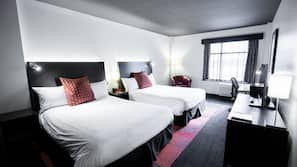 Premium bedding, down comforters, desk, blackout drapes