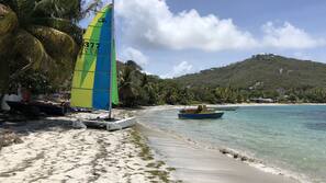 On the beach, white sand, snorkeling, windsurfing