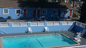 Outdoor pool, pool umbrellas