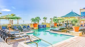 2 indoor pools, outdoor pool, open 8:00 AM to 11:00 PM, pool umbrellas