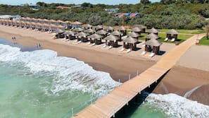 Private beach, sun loungers, beach umbrellas, beach towels
