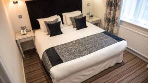Premium bedding, down comforters, desk, blackout drapes