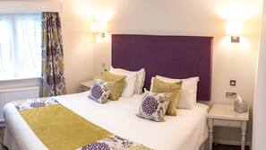 Premium bedding, down comforters, desk, blackout drapes