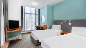 In-room safe, desk, laptop workspace, blackout curtains