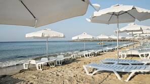 On the beach, beach cabanas, beach bar