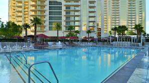 2 outdoor pools, open 9:00 AM to 5:00 PM, cabanas (surcharge)