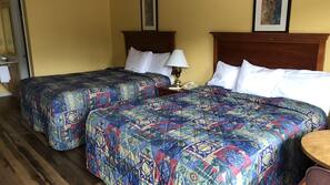 Blackout curtains, free WiFi, linens, alarm clocks