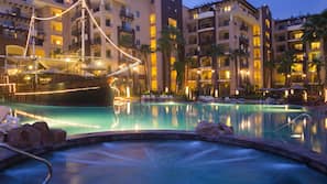 2 outdoor pools, pool umbrellas, sun loungers