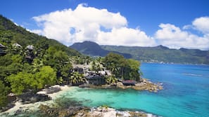 Private beach, white sand, free beach shuttle, sun-loungers