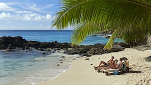 Private beach, white sand, free beach shuttle, sun-loungers