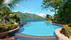 Outdoor pool, pool umbrellas