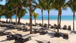 On the beach, white sand