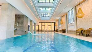 Indoor pool, 2 outdoor pools, open 7:00 AM to 9:00 PM, pool loungers