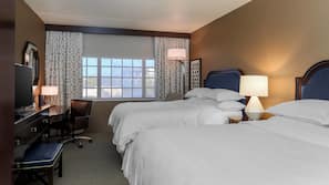 Hypo-allergenic bedding, down comforters, in-room safe, desk