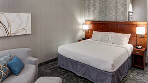 Egyptian cotton sheets, premium bedding, desk, laptop workspace