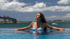 Outdoor pool, pool loungers