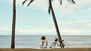 On the beach, beach towels