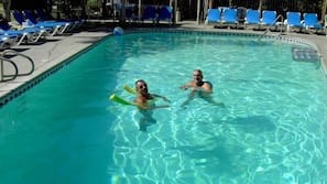 Outdoor pool, sun loungers