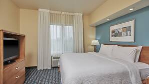 Premium bedding, desk, blackout drapes, iron/ironing board