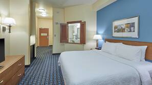 Premium bedding, desk, blackout drapes, iron/ironing board