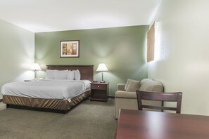 Select Comfort beds, desk, blackout drapes, iron/ironing board