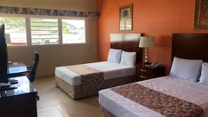 In-room safe, desk, laptop workspace, blackout drapes