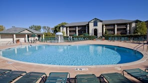Indoor pool, seasonal outdoor pool, open 8 AM to 10 PM, sun loungers