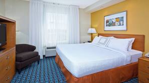 Premium bedding, pillowtop beds, desk, blackout drapes
