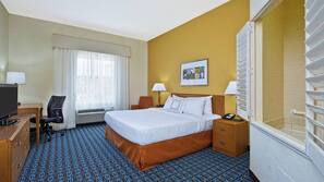 Premium bedding, pillowtop beds, desk, blackout drapes