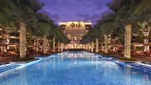 Outdoor pool, pool umbrellas