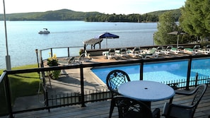 Indoor pool, outdoor pool, open 9:00 AM to 10 PM, pool umbrellas