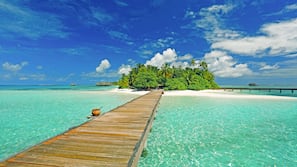 Private beach, white sand, sun-loungers, beach umbrellas