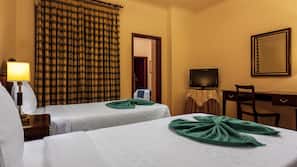 Pillow top beds, in-room safe, blackout curtains, free WiFi
