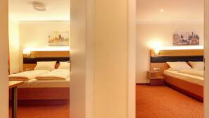 Select Comfort beds, minibar, desk, blackout curtains