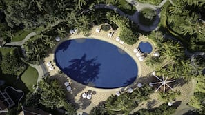 Outdoor pool, open 7:00 AM to 6:00 PM, pool umbrellas, pool loungers