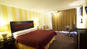 Premium bedding, desk, blackout drapes, iron/ironing board