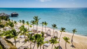 Private beach, white sand, beach cabanas, sun loungers