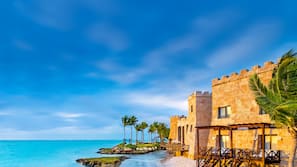 Private beach, white sand, beach cabanas, sun loungers