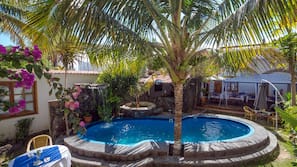 Outdoor pool, sun loungers