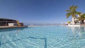 Outdoor pool, pool umbrellas