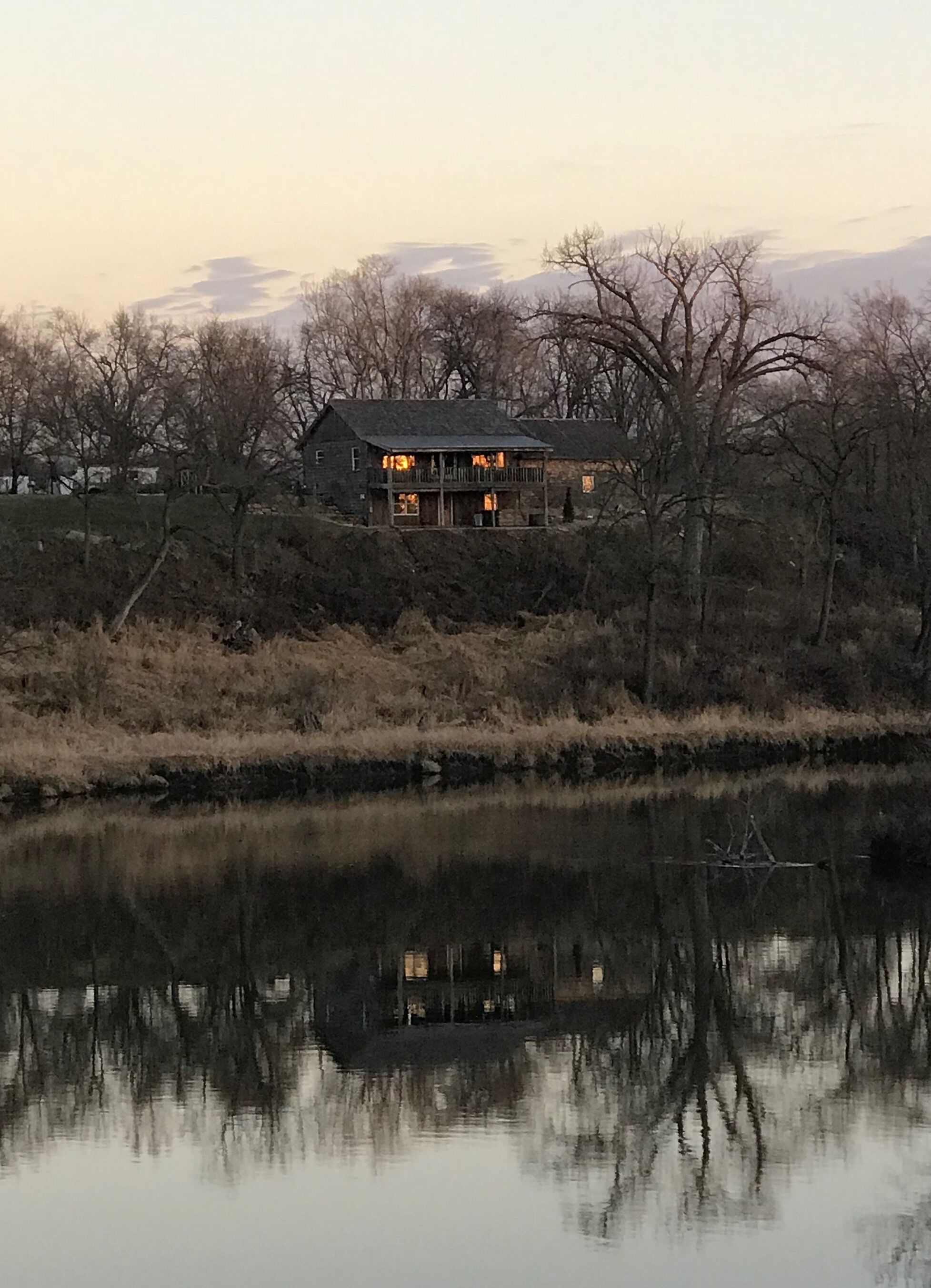 Cabin On Bluff Of Big Sioux River With Rushing Waters Of The