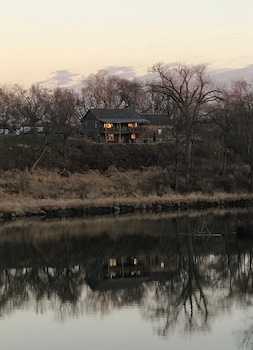 Cabin On Bluff Of Big Sioux River With Rushing Waters Of The