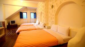 Desk, blackout drapes, rollaway beds, free WiFi