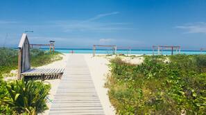 On the beach, white sand, scuba diving, snorkeling