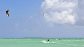 On the beach, white sand, scuba diving, snorkeling