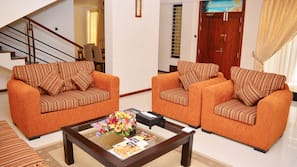 48-inch flat-screen TV with satellite channels
